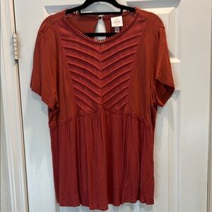 Knox Rose Burnt Orange Short Sleeve Relaxed Blouse
